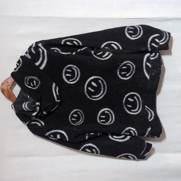 Brooklyn Cloth Manufacturing Black Smiley Face Fleece Hoodie Size Small - Picture 5 of 5